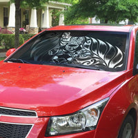 New Zealand Lawn Bowls Auto Sun Shade Black Maori Warrior Tribal Silver Fern LT9 - Polynesian Pride