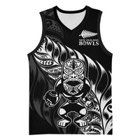 New Zealand Lawn Bowls Custom Basketball Jersey Black Maori Warrior Tribal Silver Fern LT9 Unisex Black - Polynesian Pride
