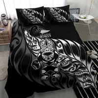 New Zealand Lawn Bowls Bedding Set Black Maori Warrior Tribal Silver Fern - Polynesian Pride