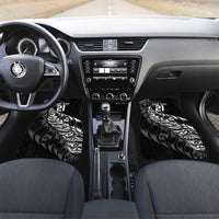 New Zealand Lawn Bowls Custom Car Mats Black Maori Warrior Tribal Silver Fern LT9 Set 2pcs - Front Black - Polynesian Pride