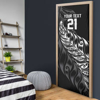 New Zealand Lawn Bowls Custom Door Cover Black Maori Warrior Tribal Silver Fern LT9 - Polynesian Pride