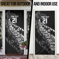 New Zealand Lawn Bowls Custom Door Cover Black Maori Warrior Tribal Silver Fern LT9 - Polynesian Pride