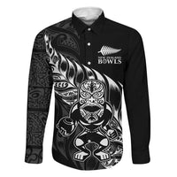 New Zealand Lawn Bowls Custom Family Matching Short Sleeve Bodycon Dress and Hawaiian Shirt Black Maori Warrior Tribal Silver Fern LT9 Dad's Shirt - Long Sleeve Black - Polynesian Pride