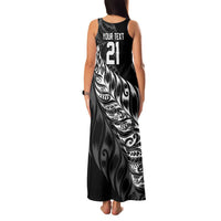 New Zealand Lawn Bowls Custom Family Matching Tank Maxi Dress and Hawaiian Shirt Black Maori Warrior Tribal Silver Fern LT9 - Polynesian Pride