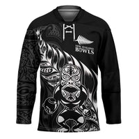 New Zealand Lawn Bowls Custom Hockey Jersey Black Maori Warrior Tribal Silver Fern LT9 Unisex Black - Polynesian Pride