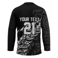 New Zealand Lawn Bowls Custom Hockey Jersey Black Maori Warrior Tribal Silver Fern LT9 - Polynesian Pride