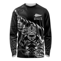 New Zealand Lawn Bowls Custom Long Sleeve Shirt Black Maori Warrior Tribal Silver Fern LT9 Unisex Black - Polynesian Pride