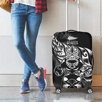 New Zealand Lawn Bowls Luggage Cover Black Maori Warrior Tribal Silver Fern - Polynesian Pride