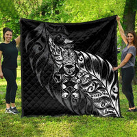 New Zealand Lawn Bowls Quilt Black Maori Warrior Tribal Silver Fern LT9 - Polynesian Pride