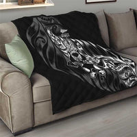 New Zealand Lawn Bowls Quilt Black Maori Warrior Tribal Silver Fern LT9 - Polynesian Pride