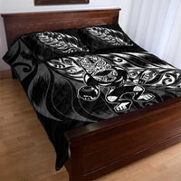 New Zealand Lawn Bowls Quilt Bed Set Black Maori Warrior Tribal Silver Fern LT9 - Polynesian Pride