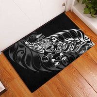 New Zealand Lawn Bowls Rubber Doormat Black Maori Warrior Tribal Silver Fern LT9 - Polynesian Pride