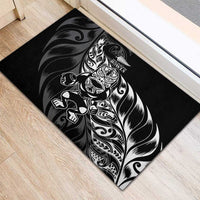 New Zealand Lawn Bowls Rubber Doormat Black Maori Warrior Tribal Silver Fern LT9 - Polynesian Pride