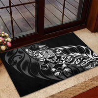 New Zealand Lawn Bowls Rubber Doormat Black Maori Warrior Tribal Silver Fern LT9 - Polynesian Pride