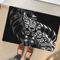 New Zealand Lawn Bowls Rubber Doormat Black Maori Warrior Tribal Silver Fern LT9 - Polynesian Pride