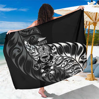 New Zealand Lawn Bowls Sarong Black Maori Warrior Tribal Silver Fern LT9 One Size 44 x 66 inches Black - Polynesian Pride