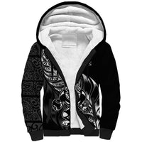 New Zealand Lawn Bowls Custom Sherpa Hoodie Black Maori Warrior Tribal Silver Fern LT9 Unisex Black - Polynesian Pride