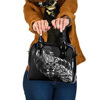 New Zealand Lawn Bowls Shoulder Handbag Black Maori Warrior Tribal Silver Fern LT9 One Size Black - Polynesian Pride