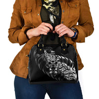 New Zealand Lawn Bowls Shoulder Handbag Black Maori Warrior Tribal Silver Fern LT9 - Polynesian Pride