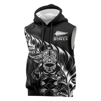 New Zealand Lawn Bowls Custom Sleeveless Hoodie Black Maori Warrior Tribal Silver Fern LT9 Black - Polynesian Pride