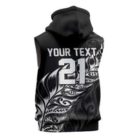 New Zealand Lawn Bowls Custom Sleeveless Hoodie Black Maori Warrior Tribal Silver Fern LT9 - Polynesian Pride