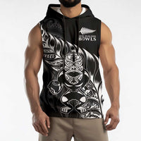 New Zealand Lawn Bowls Custom Sleeveless Hoodie Black Maori Warrior Tribal Silver Fern LT9 - Polynesian Pride
