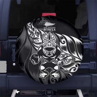 New Zealand Lawn Bowls Spare Tire Cover Black Maori Warrior Tribal Silver Fern LT9 No hole Black - Polynesian Pride