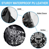 New Zealand Lawn Bowls Spare Tire Cover Black Maori Warrior Tribal Silver Fern LT9 - Polynesian Pride