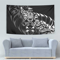 New Zealand Lawn Bowls Tapestry Black Maori Warrior Tribal Silver Fern LT9 - Polynesian Pride