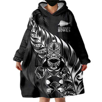 New Zealand Lawn Bowls Custom Wearable Blanket Hoodie Black Maori Warrior Tribal Silver Fern LT9 - Polynesian Pride