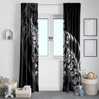New Zealand Lawn Bowls Window Curtain Black Maori Warrior Tribal Silver Fern LT9 - Polynesian Pride