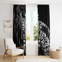 New Zealand Lawn Bowls Window Curtain Black Maori Warrior Tribal Silver Fern LT9 - Polynesian Pride