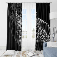 New Zealand Lawn Bowls Window Curtain Black Maori Warrior Tribal Silver Fern LT9 - Polynesian Pride