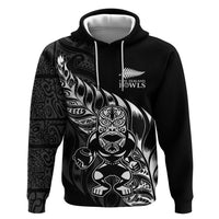 New Zealand Lawn Bowls Custom Zip Hoodie Black Maori Warrior Tribal Silver Fern LT9 Pullover Hoodie Black - Polynesian Pride