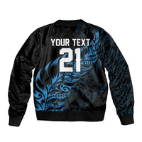 New Zealand Lawn Bowls Custom Bomber Jacket Blue Maori Warrior Tribal Silver Fern LT9 - Polynesian Pride