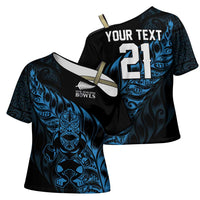New Zealand Lawn Bowls Custom Cross Shoulder Shirt Blue Maori Warrior Tribal Silver Fern LT9 - Polynesian Pride