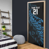 New Zealand Lawn Bowls Custom Door Cover Blue Maori Warrior Tribal Silver Fern LT9 - Polynesian Pride