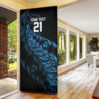 New Zealand Lawn Bowls Custom Door Cover Blue Maori Warrior Tribal Silver Fern LT9 - Polynesian Pride