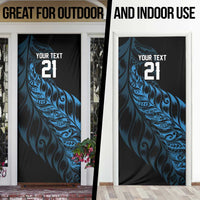 New Zealand Lawn Bowls Custom Door Cover Blue Maori Warrior Tribal Silver Fern LT9 - Polynesian Pride