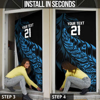 New Zealand Lawn Bowls Custom Door Cover Blue Maori Warrior Tribal Silver Fern LT9 - Polynesian Pride