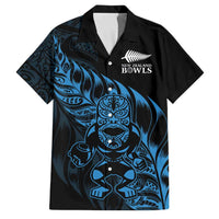 New Zealand Lawn Bowls Custom Family Matching Long Sleeve Bodycon Dress and Hawaiian Shirt Blue Maori Warrior Tribal Silver Fern LT9 Dad's Shirt - Short Sleeve Blue - Polynesian Pride
