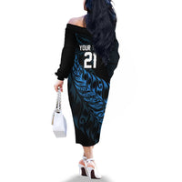 New Zealand Lawn Bowls Custom Family Matching Off The Shoulder Long Sleeve Dress and Hawaiian Shirt Blue Maori Warrior Tribal Silver Fern LT9 - Polynesian Pride