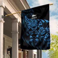 New Zealand Lawn Bowls Garden Flag Blue Maori Warrior Tribal Silver Fern LT9 House Flag Blue - Polynesian Pride