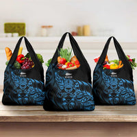 New Zealand Lawn Bowls Grocery Bag Blue Maori Warrior Tribal Silver Fern LT9 3-pack One Size Blue - Polynesian Pride