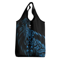 New Zealand Lawn Bowls Grocery Bag Blue Maori Warrior Tribal Silver Fern LT9 - Polynesian Pride