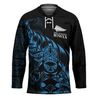 New Zealand Lawn Bowls Custom Hockey Jersey Blue Maori Warrior Tribal Silver Fern LT9 Unisex Blue - Polynesian Pride