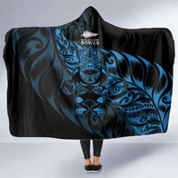 New Zealand Lawn Bowls Hooded Blanket Blue Maori Warrior Tribal Silver Fern LT9 One Size Blue - Polynesian Pride