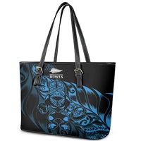 New Zealand Lawn Bowls Leather Tote Bag Blue Maori Warrior Tribal Silver Fern LT9 - Polynesian Pride