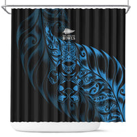 New Zealand Lawn Bowls Shower Curtain Blue Maori Warrior Tribal Silver Fern LT9 Blue - Polynesian Pride