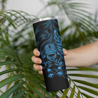 New Zealand Lawn Bowls Custom Skinny Tumbler Blue Maori Warrior Tribal Silver Fern LT9 - Polynesian Pride